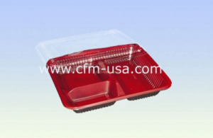 Takeout bento box 9 inches 3-comp include lids HA01
