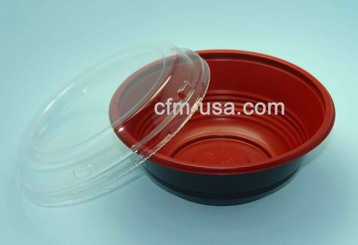 52oz Black and Red Plastic Rose Bowl+Lid HD1400 400ct